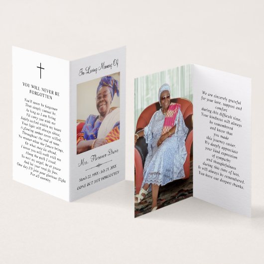 Eenvoudige Memorial Funeral Fotomap Gebed Kaart (Binnen en buitenkant)