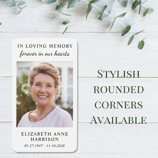 Eenvoudige Memorial Funeral Photo Prayer Card Visitekaartje
