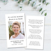 Eenvoudige Memorial Funeral Photo Prayer Card Visitekaartje