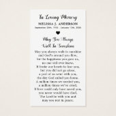 Eenvoudige Memorial Red Rose Funeral Prayer Kaart (Achterkant)