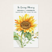 Eenvoudige Memorial Sunflower Funeral Prayer Kaart (Voorkant)