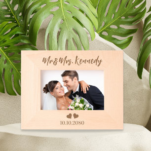 Eenvoudige meneer en mevrouw achternaam trouwdatum gegraveerde lijstjes