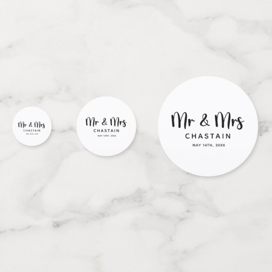 Eenvoudige meneer & mevrouw | Trouwmonogram Confetti (Achterkanten)