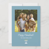 Eenvoudige Menorah Moderne Familiefoto Chanoeka Feestdagenkaart (Voorkant)