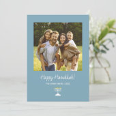 Eenvoudige Menorah Moderne Familiefoto Chanoeka Feestdagenkaart (Staand voorkant)