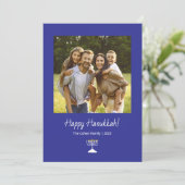 Eenvoudige Menorah Moderne Familiefoto Chanoeka Feestdagenkaart (Staand voorkant)
