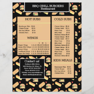 Eenvoudige menu hamburger BBQ-grillrestaurant