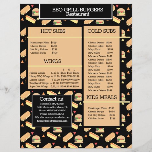 Eenvoudige menu hamburger BBQ-grillrestaurant (Voorkant)