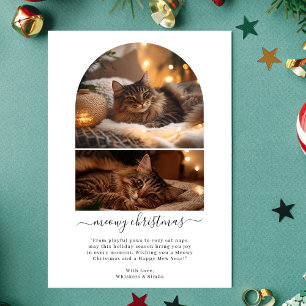Eenvoudige Meowy Merry Christmas Schattigee Cat Ar Feestdagenkaart