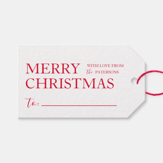 Eenvoudige Merry Christmas Gift Cadeau Labels Cadeaulabel (Voorkant (Horizontaal))