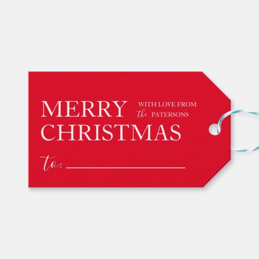 Eenvoudige Merry Christmas Gift Cadeau Labels Cadeaulabel (Voorkant (Horizontaal))