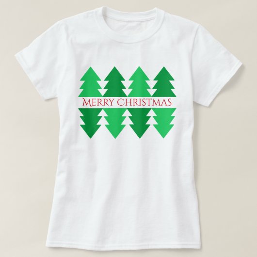 Eenvoudige Merry Christmas Green Tree Design Wit T-shirt (Design voorkant)