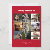 Eenvoudige Merry Christmas Multi Photo Grid Modern Feestdagenkaart (Voorkant)
