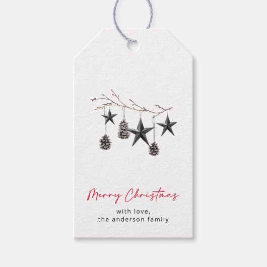 Eenvoudige Merry Christmas Ornament Gift Labels Cadeaulabel (Voorkant)