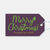 Eenvoudige Merry Christmas Violet Gift Label Cadeaulabel (Voorkant (Horizontaal))