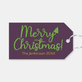 Eenvoudige Merry Christmas Violet Gift Label Cadeaulabel