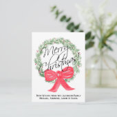 Eenvoudige Merry Christmas Waterverf krans Feestdagenkaart (Staand voorkant)