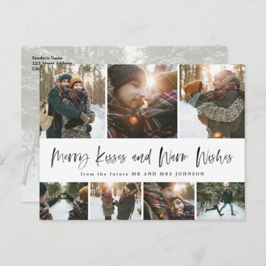 Eenvoudige Merry Kusjes Warme wensen Save the Date Feestdagenkaart (Voorkant / Achterkant)