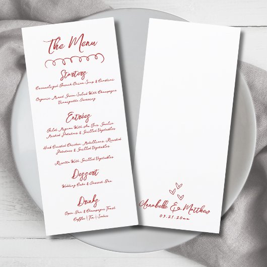 Eenvoudige met de Hand Getekende Rode Whimsical Br Menu