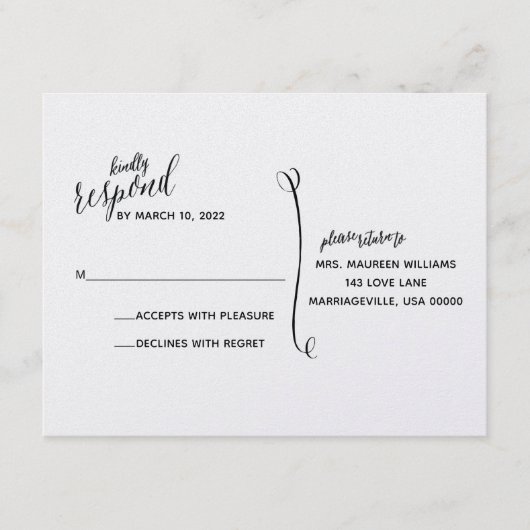 Eenvoudige met de hand getekende RSVP-kaart Kaart (Voorkant)