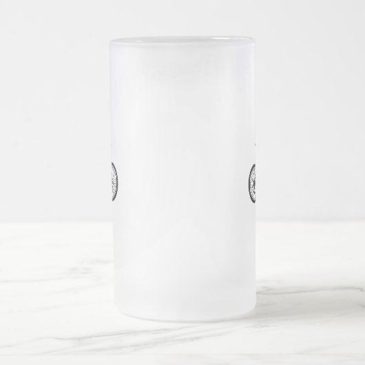 Eenvoudige, met de hand getrokken fiets in zwart-w matglas bierpul (Center)