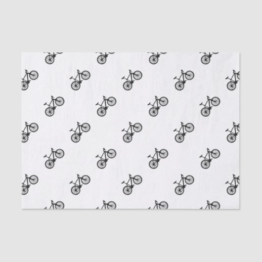 Eenvoudige, met de hand getrokken fiets in zwart-w tissuepapier (Voorkant)