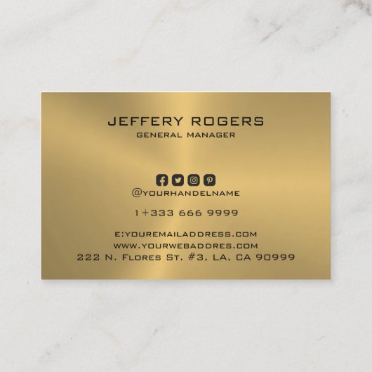 Eenvoudige metaalgouden textuur visitekaartje (Achterkant)