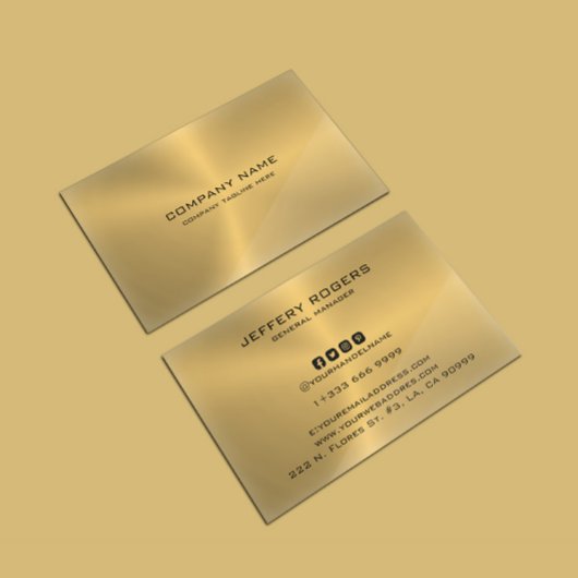 Eenvoudige metaalgouden textuur visitekaartje