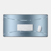 Eenvoudige metallic blauwe textuur glanzende strep bureaumat (Keyboard & Muis)