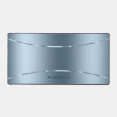 Eenvoudige metallic blauwe textuur glanzende strep bureaumat (Voorkant)