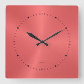 Eenvoudige Metallic Rood Roestvrij staaltextuur Vierkante Klok (Voorkant)