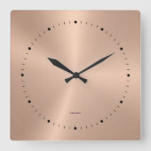 Eenvoudige Metallic Roos-Goud-Roestvrij staalblik Vierkante Klok (Voorkant)