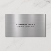Eenvoudige Metallic Zilver Geborsteld Staal Look Visitekaartje (Voorkant)