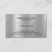 Eenvoudige Metallic Zilver Geborsteld Staal Look Visitekaartje (Achterkant)