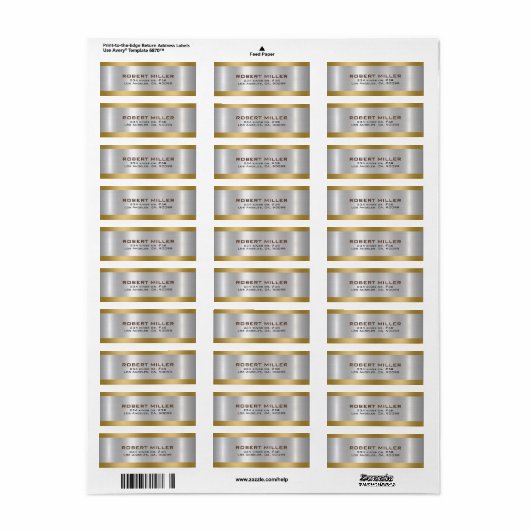 Eenvoudige Metallic zilver gouden accenten Etiket (Full Sheet)