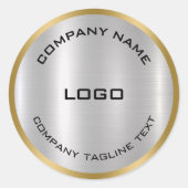 Eenvoudige Metallic Zilveren Textuur Tin Gouden Ra Ronde Sticker (Voorkant)