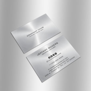 Eenvoudige metallic zilveren textuur visitekaartje