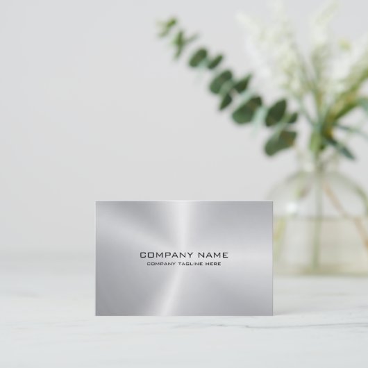 Eenvoudige metallic zilveren textuur visitekaartje (Staand voorkant)