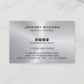 Eenvoudige metallic zilveren textuur visitekaartje (Achterkant)