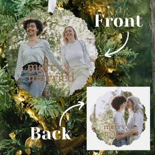 Eenvoudige mevrouw & mevrouw lesbische Passen getr Ornament Kaart