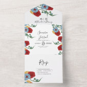 Eenvoudige Mexicaanse Bloemrijke Folk Botanische B All In One Uitnodiging (Binnen)