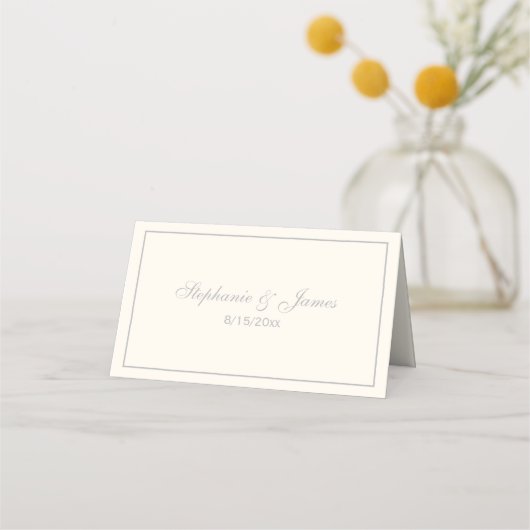 Eenvoudige middengrijze Lijst escorte ivory Plaatskaartje (Voorkant)