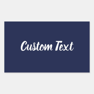 Eenvoudige Midnight Blue White Script Text Sjabloo Rechthoekige Sticker