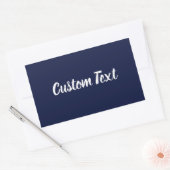 Eenvoudige Midnight Blue White Script Text Sjabloo Rechthoekige Sticker (Envelop)