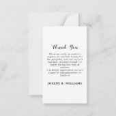 Eenvoudige miniatuur foto begrafenis bedankt notitiekaartje (Achterkant)