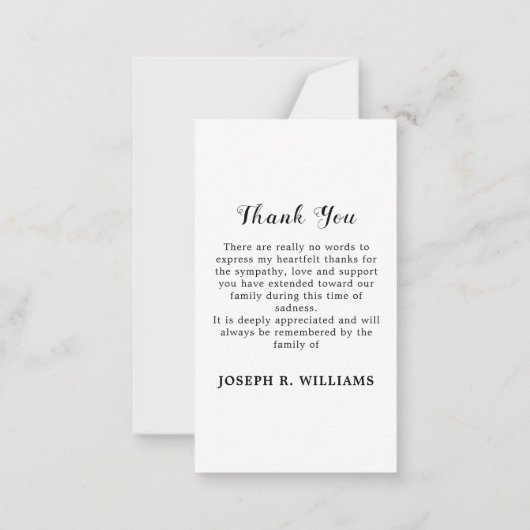 Eenvoudige miniatuur foto begrafenis bedankt notitiekaartje (Achterkant)