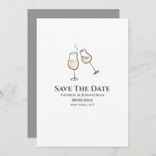 Eenvoudige miniatuur van champagneglazen ter illus save the date