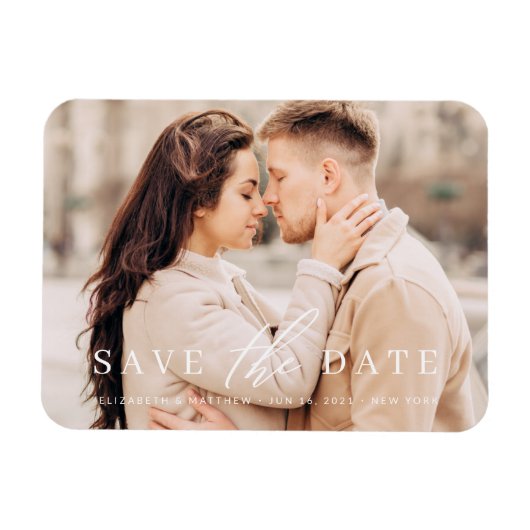 Eenvoudige minieme fotobruiloft met een foto als o magneet (Horizontaal)