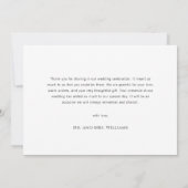 Eenvoudige minieme zwarte en witte bruiloft foto bedankkaart (Achterkant)