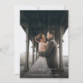 Eenvoudige minieme zwarte en witte bruiloft foto bedankkaart (Voorkant)